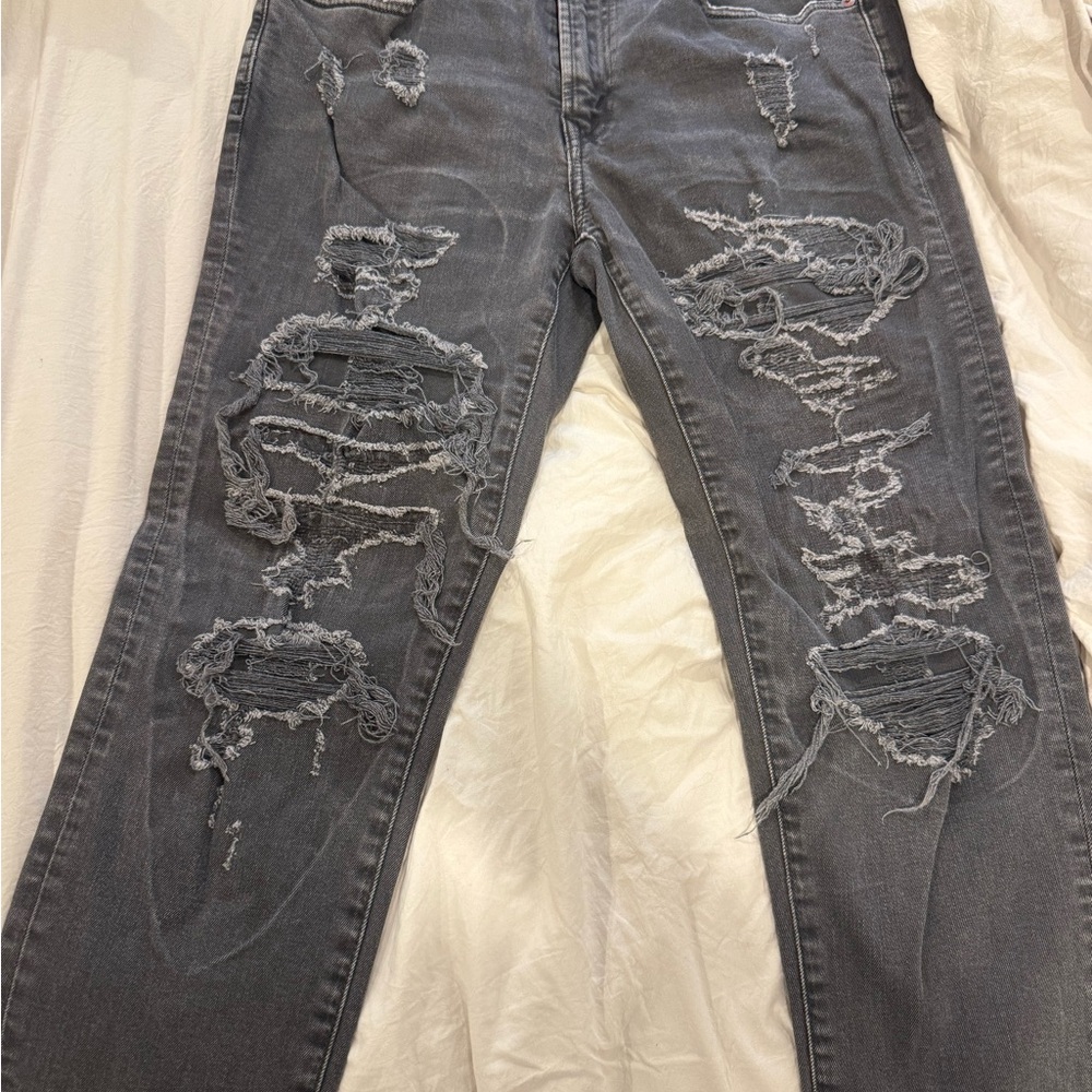 American Eagle Outfitters Ripped Gray Slim Jeans
